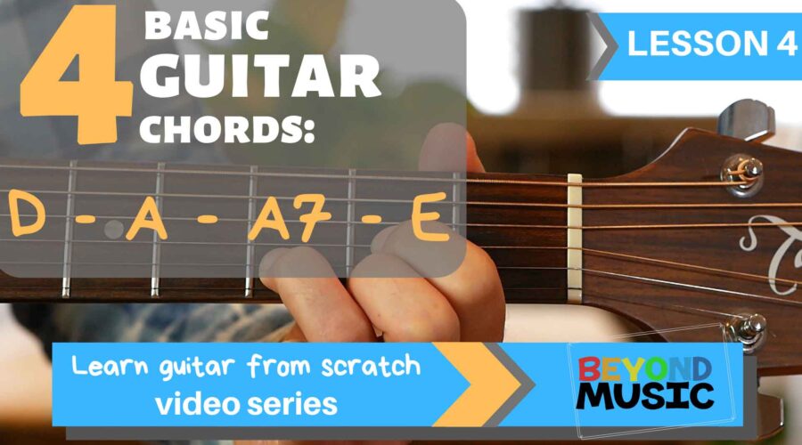 Learn how to play these 4 chords: D – A – A7 – E